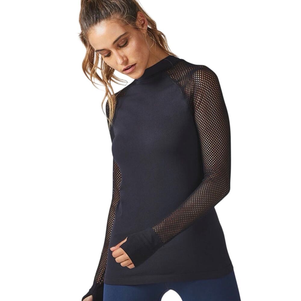 Fabletics Mesh Sleeve Thumbholes Seamless L 12 14 NWOT